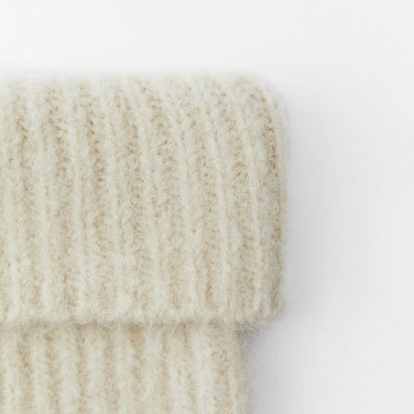 NWT ZARA KNIT BIB WOOL ALPACA WINTER ECRU IVORY SCARF COLLAR SCARF - Picture 4 of 5